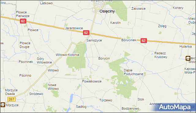 mapa Borucin gmina Osięciny, Borucin gmina Osięciny na mapie Targeo