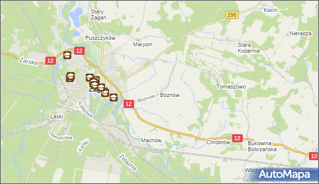 mapa Bożnów, Bożnów na mapie Targeo