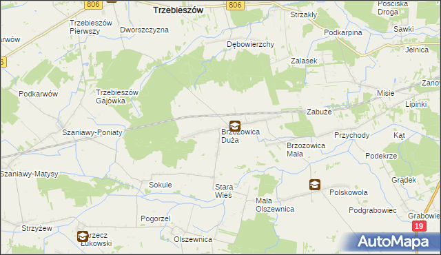 mapa Brzozowica Duża, Brzozowica Duża na mapie Targeo