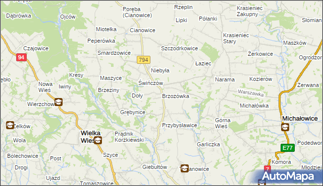 mapa Brzozówka gmina Zielonki, Brzozówka gmina Zielonki na mapie Targeo