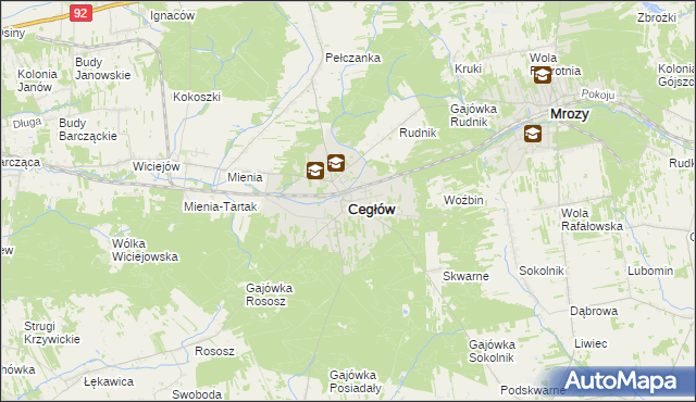 mapa Cegłów powiat miński, Cegłów powiat miński na mapie Targeo