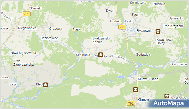 mapa Chechło gmina Klucze, Chechło gmina Klucze na mapie Targeo