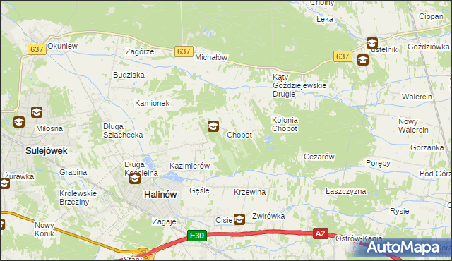 mapa Chobot gmina Halinów, Chobot gmina Halinów na mapie Targeo