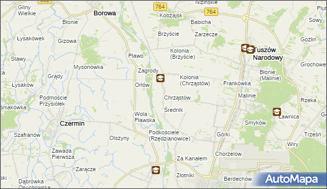 mapa Chrząstów gmina Mielec, Chrząstów gmina Mielec na mapie Targeo