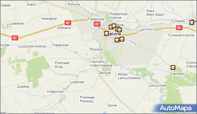 mapa Ciechanki Łęczyńskie, Ciechanki Łęczyńskie na mapie Targeo