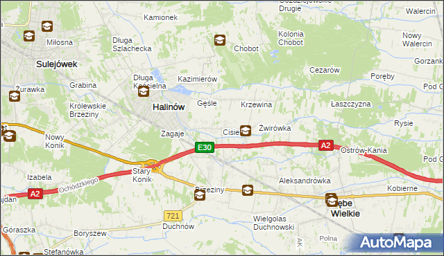 mapa Cisie gmina Halinów, Cisie gmina Halinów na mapie Targeo