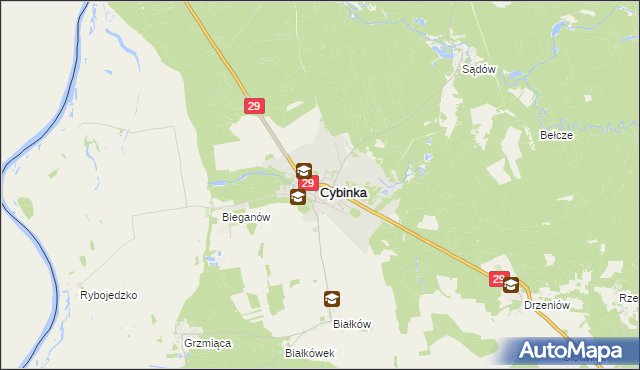 mapa Cybinka, Cybinka na mapie Targeo