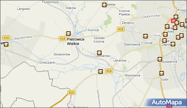 mapa Cyprzanów, Cyprzanów na mapie Targeo