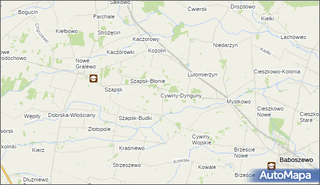 mapa Cywiny-Dynguny, Cywiny-Dynguny na mapie Targeo