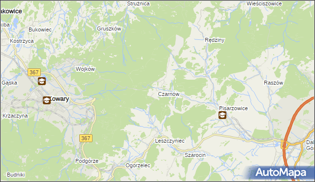 mapa Czarnów gmina Kamienna Góra, Czarnów gmina Kamienna Góra na mapie Targeo