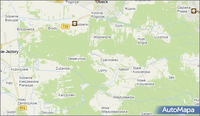 mapa Czarnowiec gmina Osieck, Czarnowiec gmina Osieck na mapie Targeo