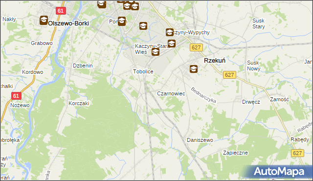 mapa Czarnowiec gmina Rzekuń, Czarnowiec gmina Rzekuń na mapie Targeo