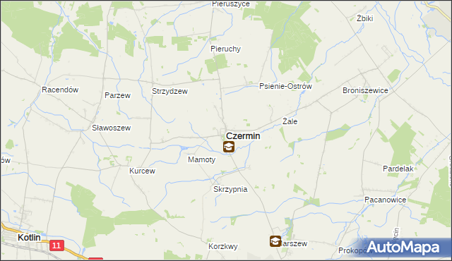 mapa Czermin powiat pleszewski, Czermin powiat pleszewski na mapie Targeo