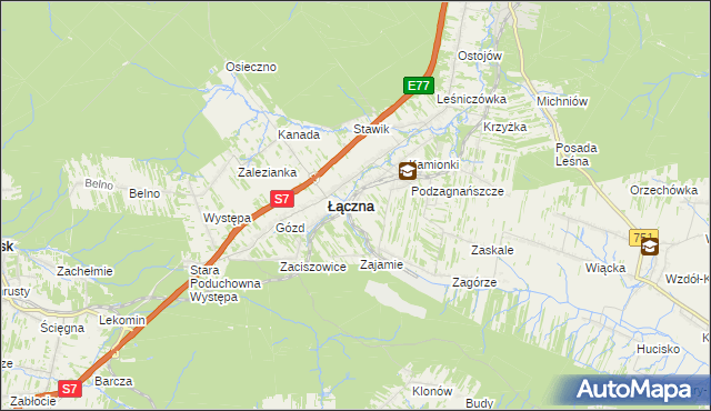 mapa Czerwona Górka gmina Łączna, Czerwona Górka gmina Łączna na mapie Targeo