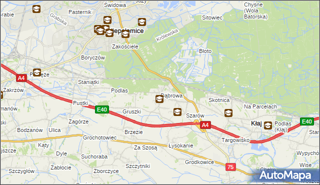 mapa Dąbrowa gmina Kłaj, Dąbrowa gmina Kłaj na mapie Targeo