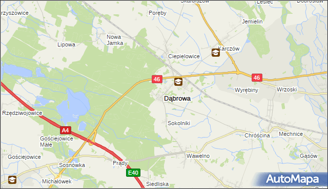 mapa Dąbrowa powiat opolski, Dąbrowa powiat opolski na mapie Targeo