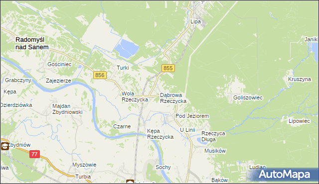mapa Dąbrowa Rzeczycka, Dąbrowa Rzeczycka na mapie Targeo