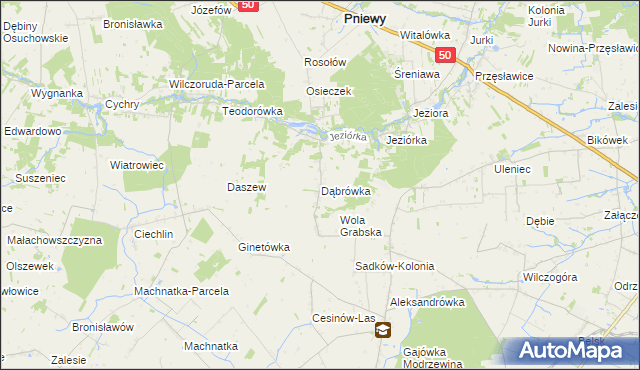 mapa Dąbrówka gmina Pniewy, Dąbrówka gmina Pniewy na mapie Targeo