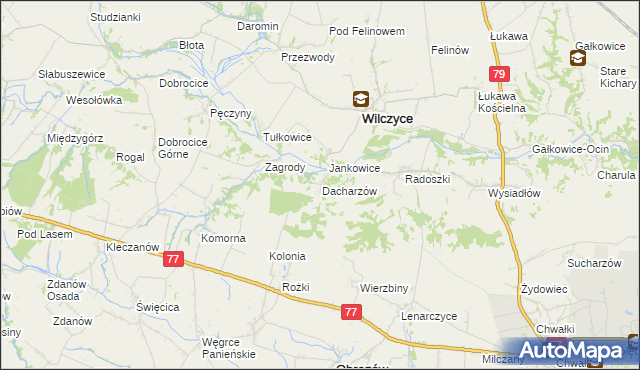 mapa Dacharzów, Dacharzów na mapie Targeo