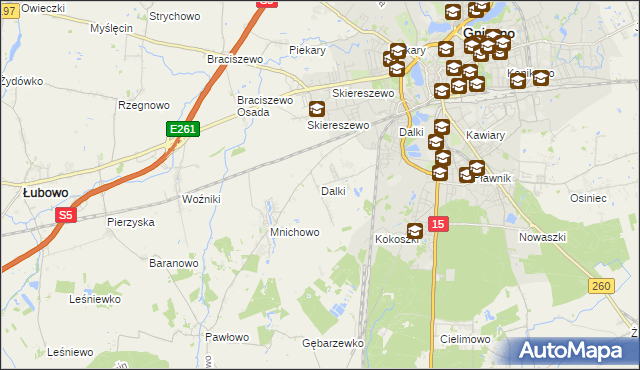 mapa Dalki, Dalki na mapie Targeo