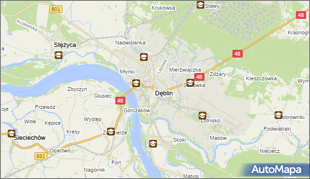 mapa Dęblin, Dęblin na mapie Targeo