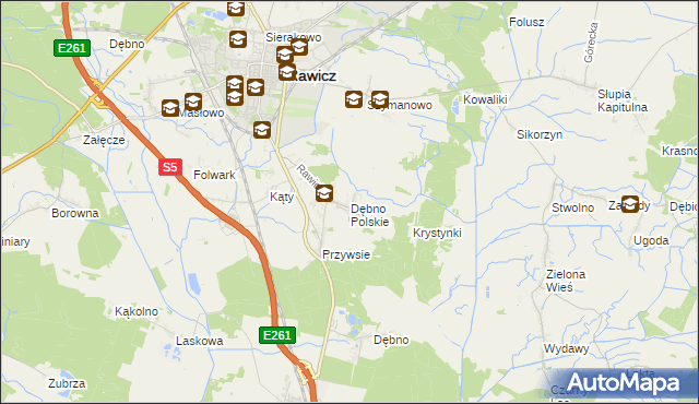 mapa Dębno Polskie, Dębno Polskie na mapie Targeo