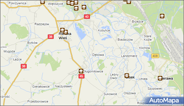 mapa Dębowa gmina Reńska Wieś, Dębowa gmina Reńska Wieś na mapie Targeo