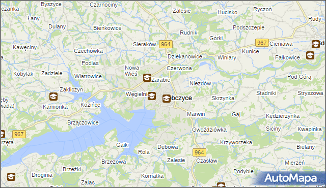 mapa Dobczyce, Dobczyce na mapie Targeo