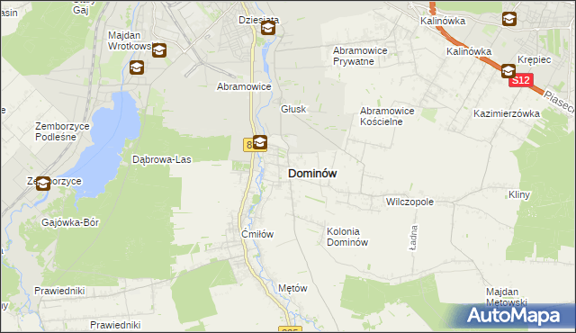 mapa Dominów gmina Głusk, Dominów gmina Głusk na mapie Targeo