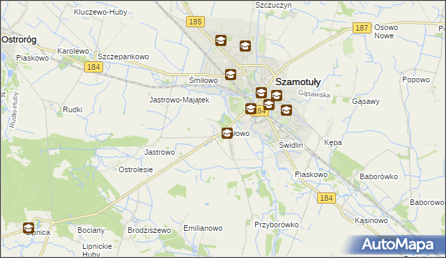 mapa Gałowo gmina Szamotuły, Gałowo gmina Szamotuły na mapie Targeo