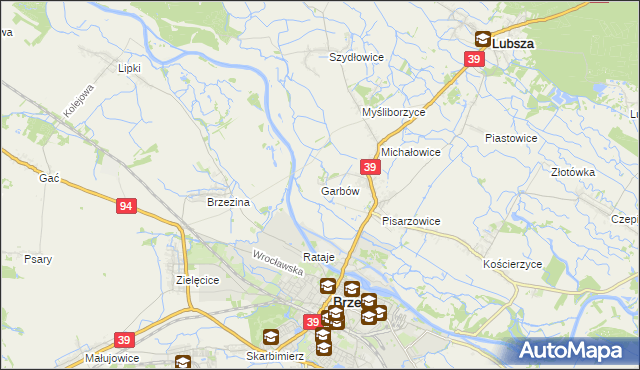 mapa Garbów gmina Lubsza, Garbów gmina Lubsza na mapie Targeo