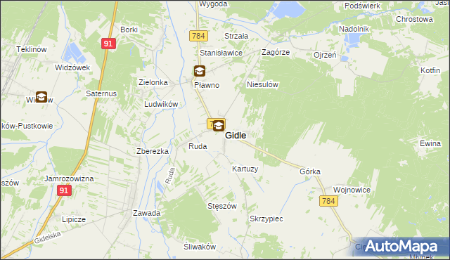 mapa Gidle, Gidle na mapie Targeo