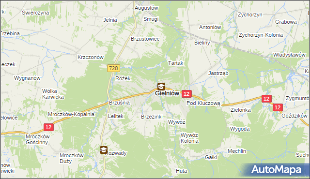 mapa Gielniów, Gielniów na mapie Targeo