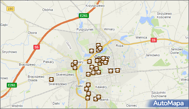 mapa Gniezna, Gniezno na mapie Targeo