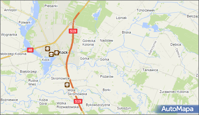 mapa Górka gmina Kock, Górka gmina Kock na mapie Targeo