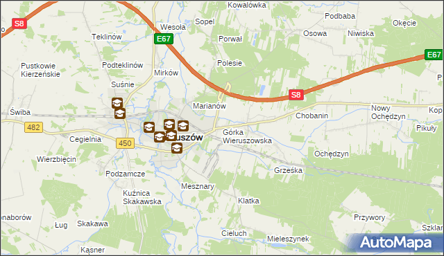 mapa Górka Wieruszowska, Górka Wieruszowska na mapie Targeo