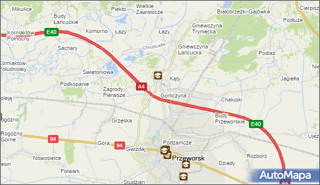 mapa Gorliczyna, Gorliczyna na mapie Targeo