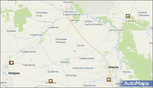 mapa Górne gmina Milejów, Górne gmina Milejów na mapie Targeo