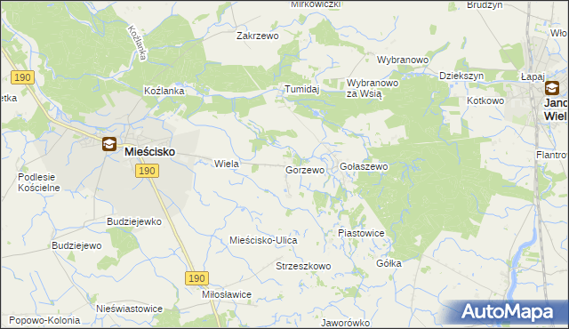 mapa Gorzewo gmina Mieścisko, Gorzewo gmina Mieścisko na mapie Targeo
