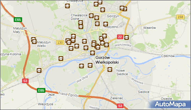 mapa Gorzów Wielkopolski, Gorzów Wielkopolski na mapie Targeo