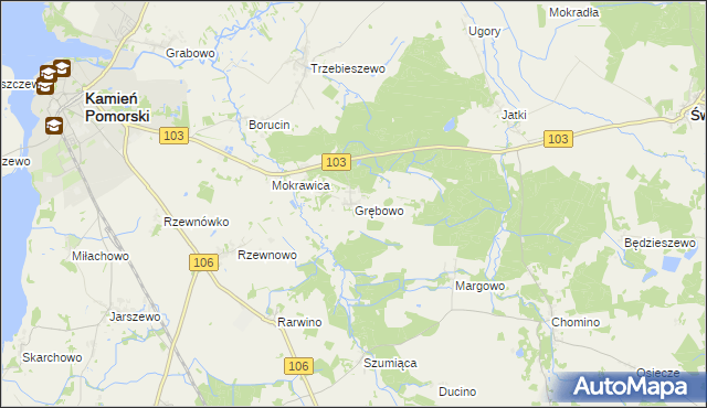 mapa Grębowo, Grębowo na mapie Targeo