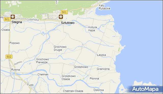 mapa Grochowo Trzecie, Grochowo Trzecie na mapie Targeo