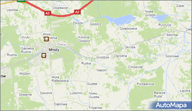 mapa Grodzisk gmina Mrozy, Grodzisk gmina Mrozy na mapie Targeo