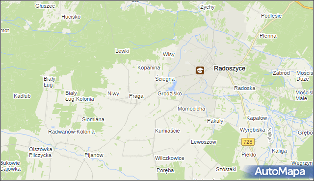 mapa Grodzisko gmina Radoszyce, Grodzisko gmina Radoszyce na mapie Targeo