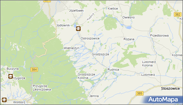 mapa Grodziszcze gmina Stoszowice, Grodziszcze gmina Stoszowice na mapie Targeo