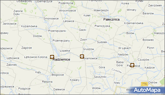 mapa Gruszów gmina Pałecznica, Gruszów gmina Pałecznica na mapie Targeo