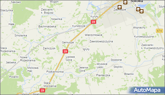 mapa Igryły, Igryły na mapie Targeo