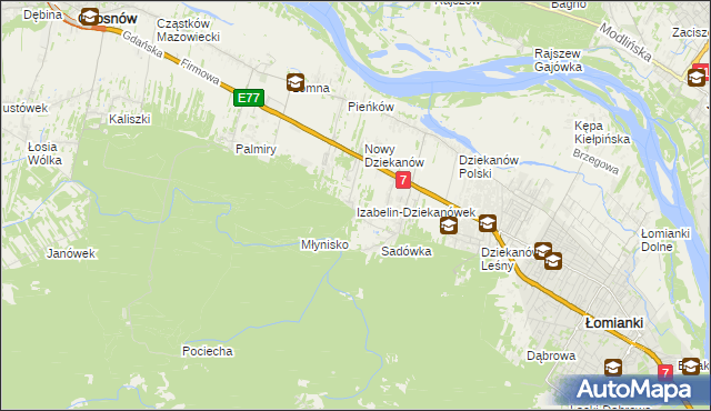 mapa Izabelin-Dziekanówek, Izabelin-Dziekanówek na mapie Targeo