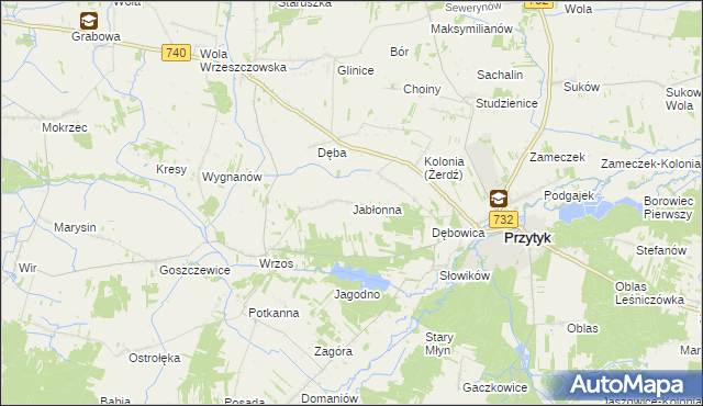 mapa Jabłonna gmina Przytyk, Jabłonna gmina Przytyk na mapie Targeo