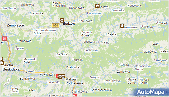 mapa Jachówka, Jachówka na mapie Targeo